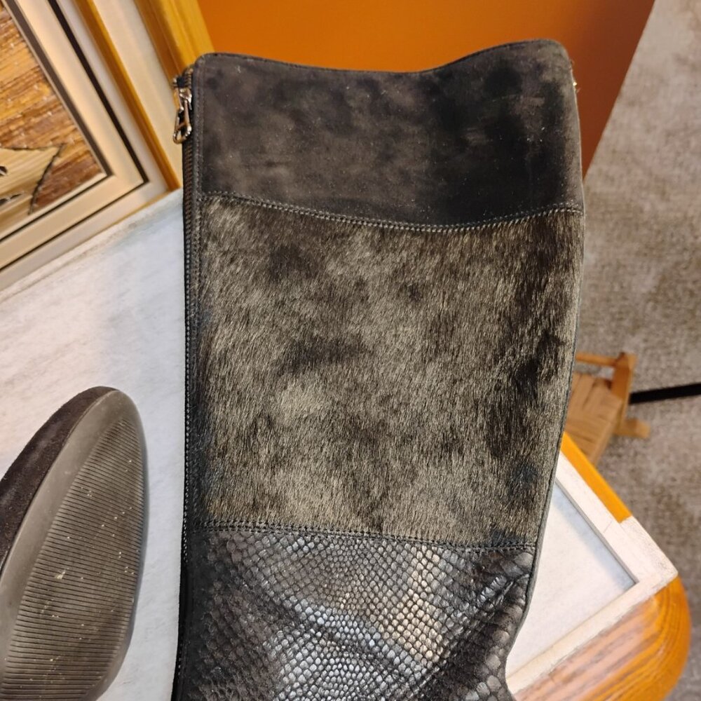 Anne Klein AK7 JamieLee Mixed Media Knee High Boots | Hair Calf Leather | Size 9 - Picture 10 of 11